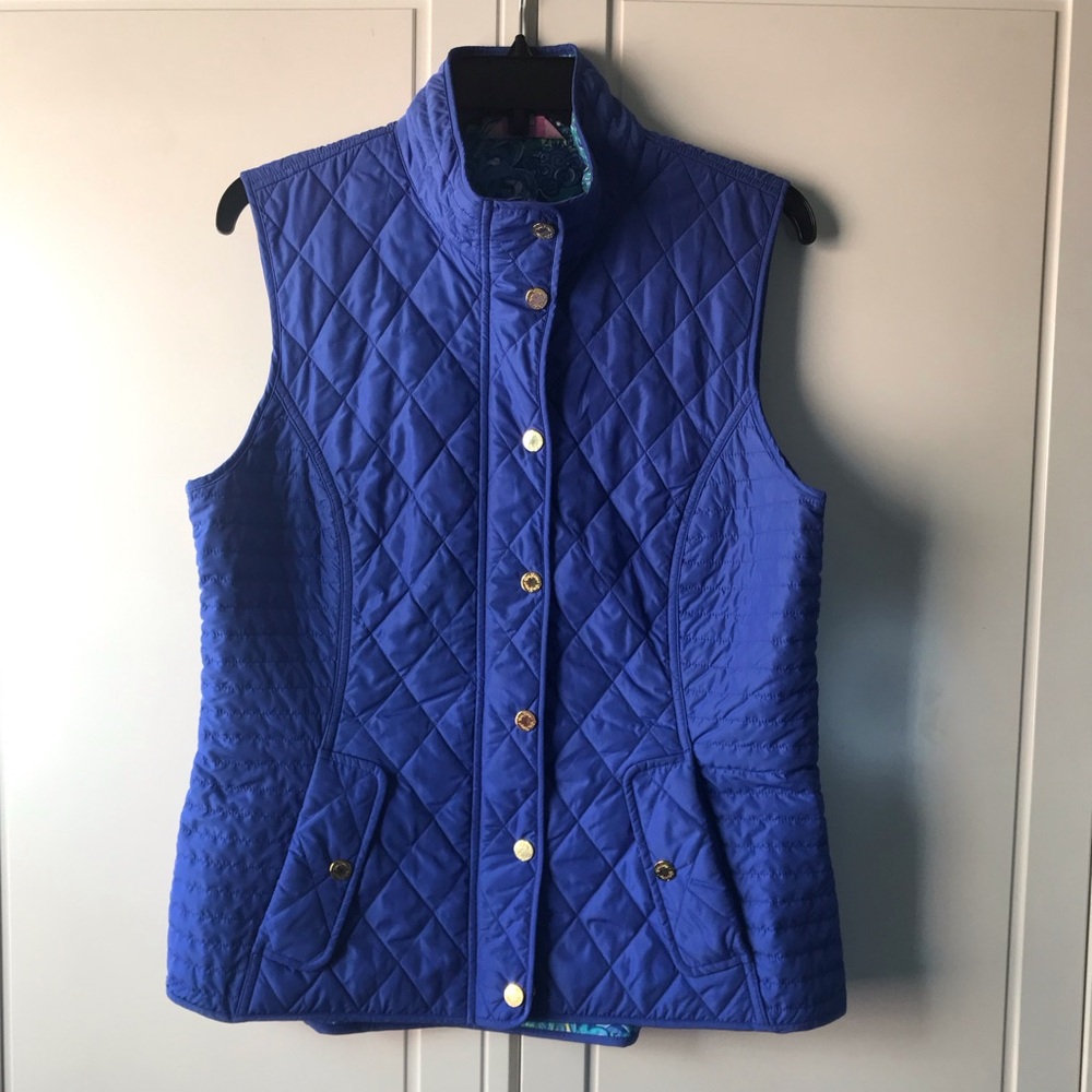 Lilly Pulitzer Quilted Vest Iris Blue Size L